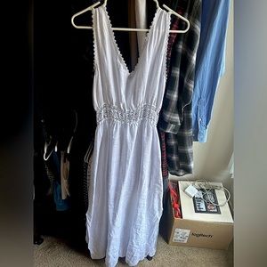 White linen swimsuit dress